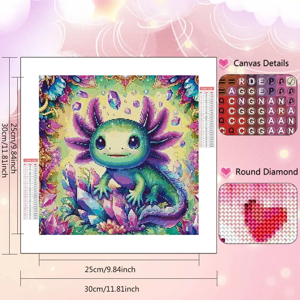 Diamond Painting Diamond Art Painting Kit Diamond Painting Set HUACAN 5D Diamond Mosaic Axolotl Cartoon Diamond Painting Castle Embroidery Animal Home Decoration Holiday Gifts