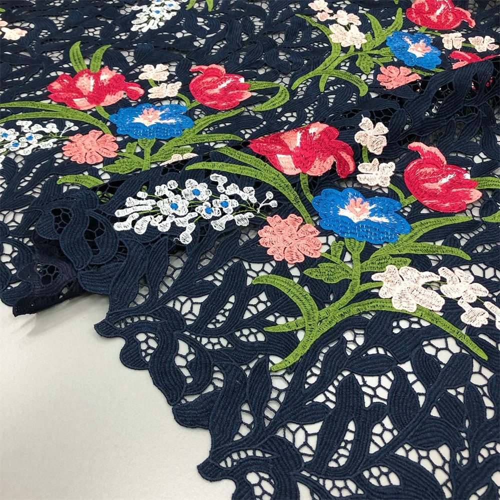 Neuer Stil Nigerianischer Spitzenstoff 2025 Hochwertige Wasserlösliche Bestickte Modische Weiche Spitze 5 Yards – Detail 18