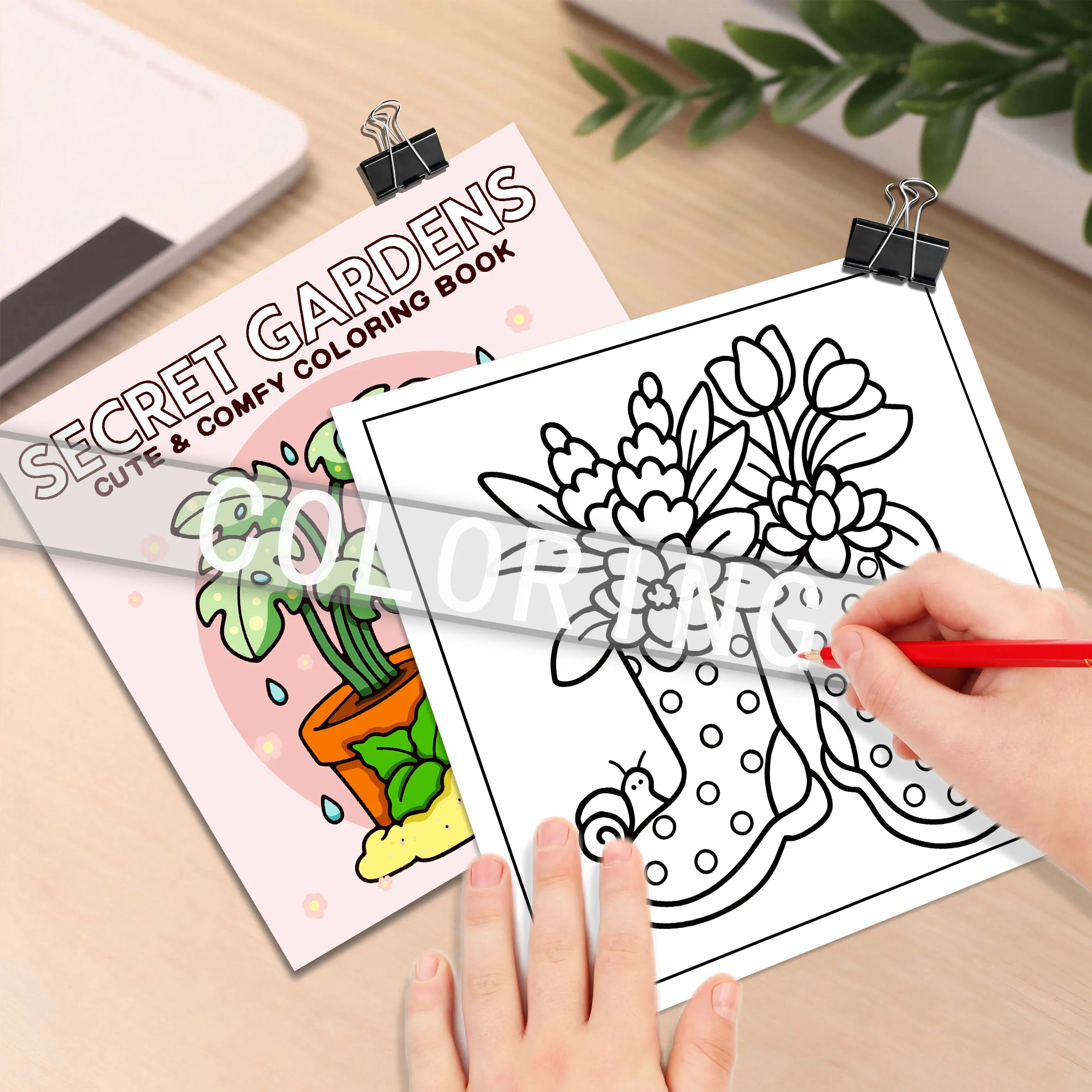 24Pcs Secret Garden Coloring Book - 20x20cm Picture Book with Soothing Nature-Inspired Colors 4