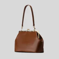 Nouvelle grande pochette à clip pour femme, sac de soirée tendance à porter à l'épaule, sac à main de luxe en cuir souple avec fermoir KissLock 2