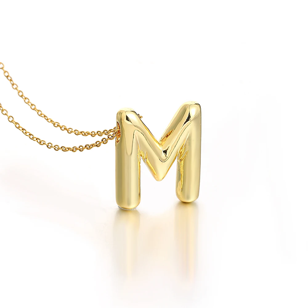 AENSOA Gold Plated Chunky Alphabet Balloon Necklace
