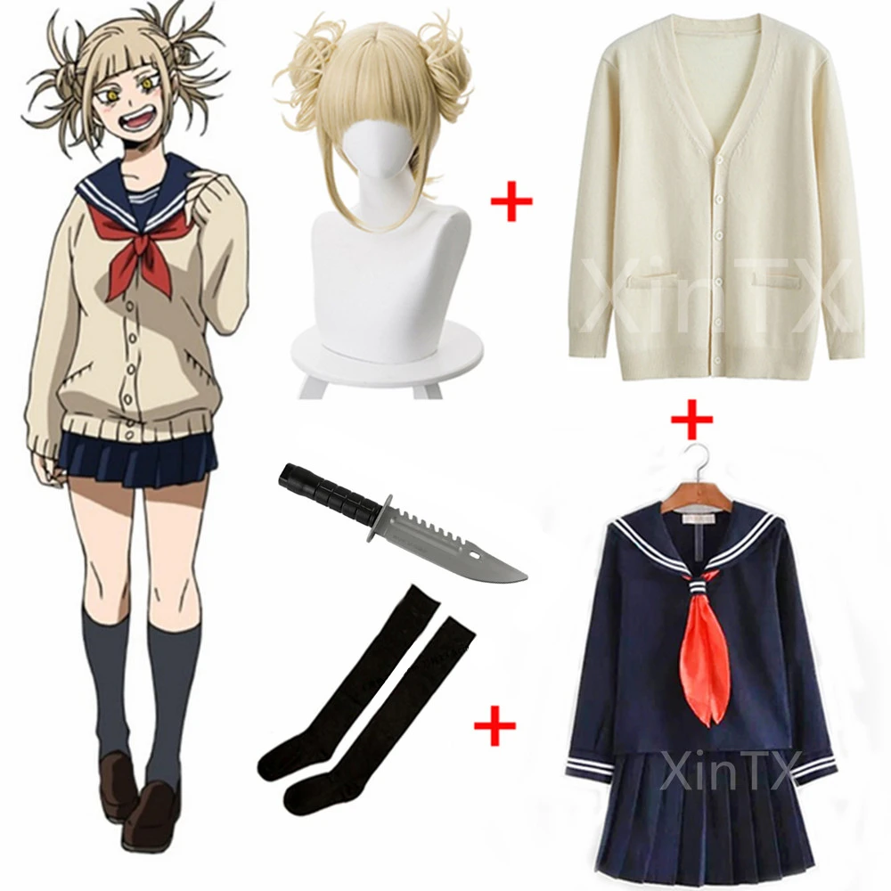 NEW!Anime My Hero Academia Halloween Cosplay Costume Boku No Hero Academia Himiko Toga JK Uniform Sweater Coat Wig Costumes quick and easy halloween costumes