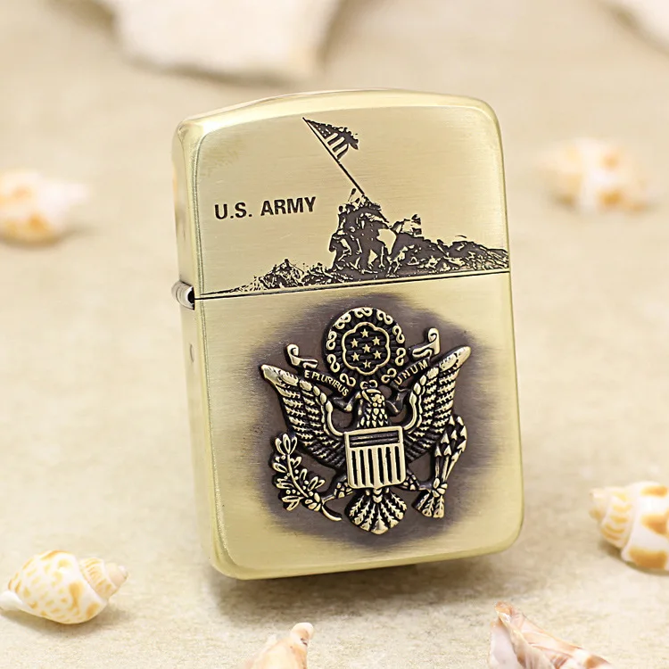 

Genuine Zippo Army Military Glory oil lighter copper windproof cigarette Kerosene lighters Gift with anti-counterfeiting code