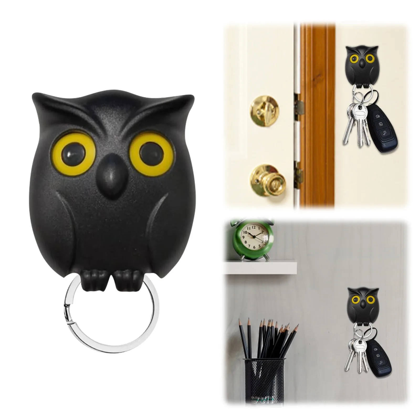 Owl Key Hook Without Punching Entrance Foyer Living Room Wall Hanging Organized And Stored 2