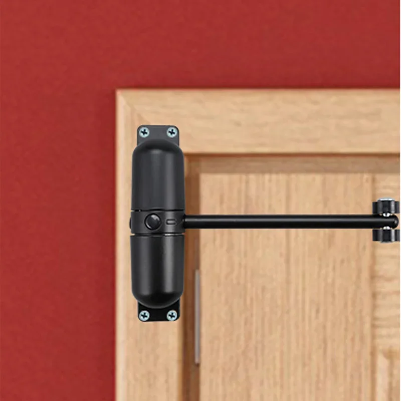 Black door closer 180 Degree Spring er Stopper Pulley Mute Adjustable Force Automatic Door Closing Device Door Accessories