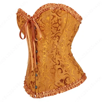 Corsets Top For Women Satin Corset Plus Size Vintage Overbust Corset Orange Burlesque Costumes XS-7XL 2