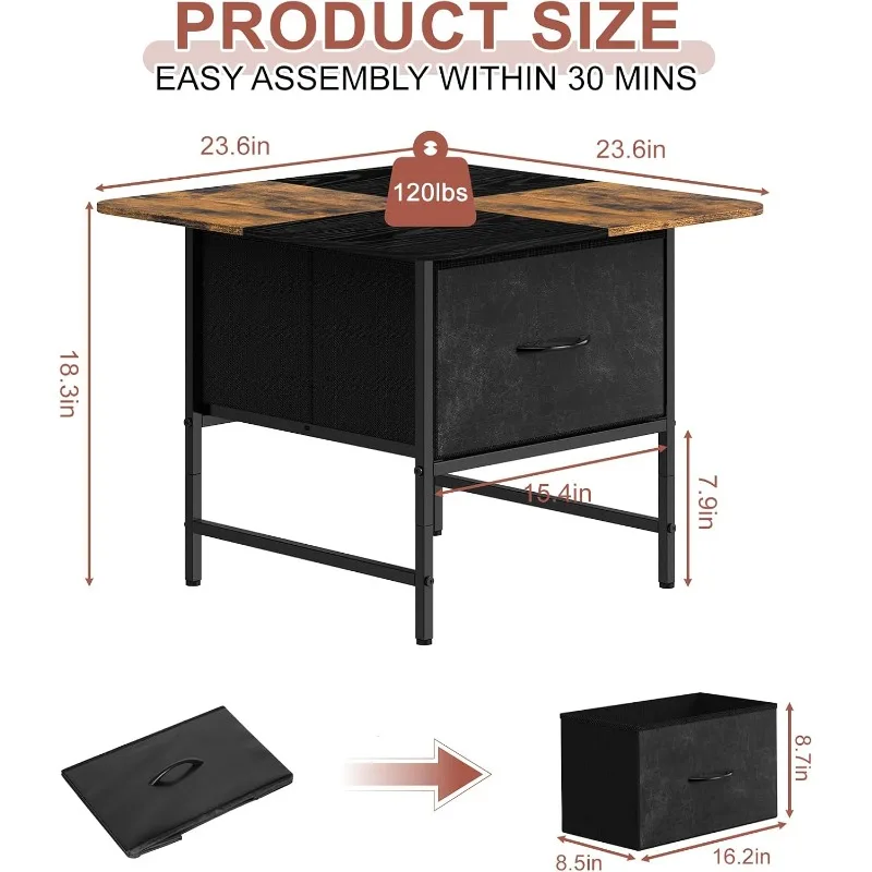 Square Coffee Table with Round Corners,2 Tier Farmhouse Small Coffee Table for Small Space,Modern Low Center Living 3