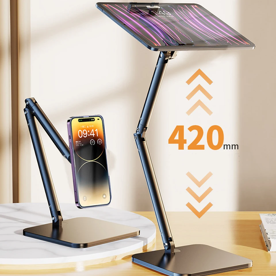 Liga de Alumínio Portátil Dobrável Celular Tablet Desktop Suporte Magnético Suporte para Ipad Air Pro Xiaomi Redmi Huawei - Imagem 3