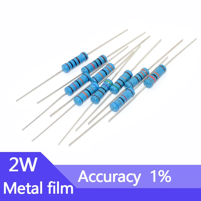 

20pcs 2W Metal Film Resistor 1R5 15R 150R 1K5 15K 150K 1.5 15 150 Ohm R K Five-Color Ring Resistance 0.1R-10M Accuracy 1%