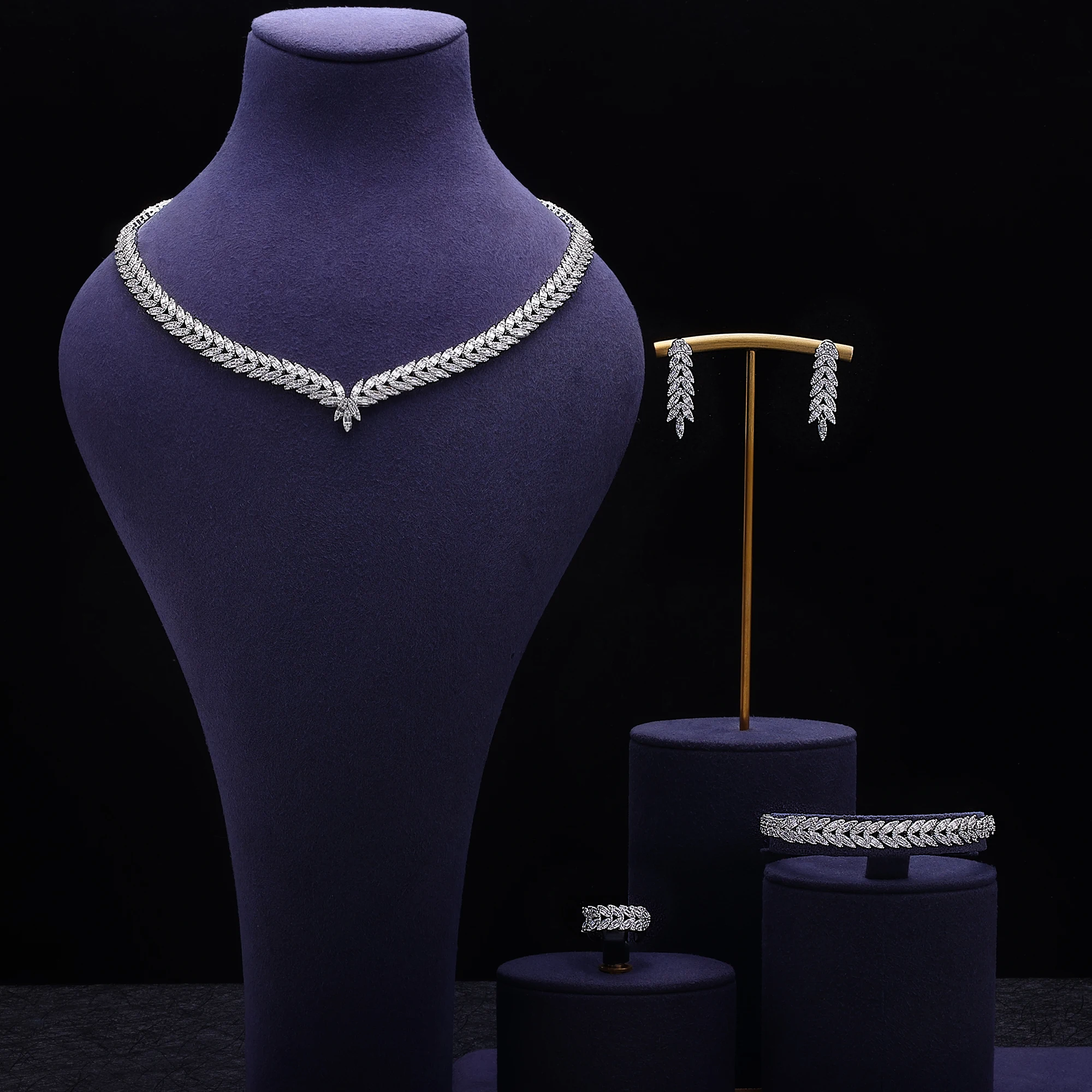 S356a080a23dc4e65bf2b6d1e1760f8c7k Luxury Women Jewelry Elegant Shape Bridal CZ necklace earrings bracelet ring jewelry sets and Big Wedding Jewelry Sets For Bride Mallzona