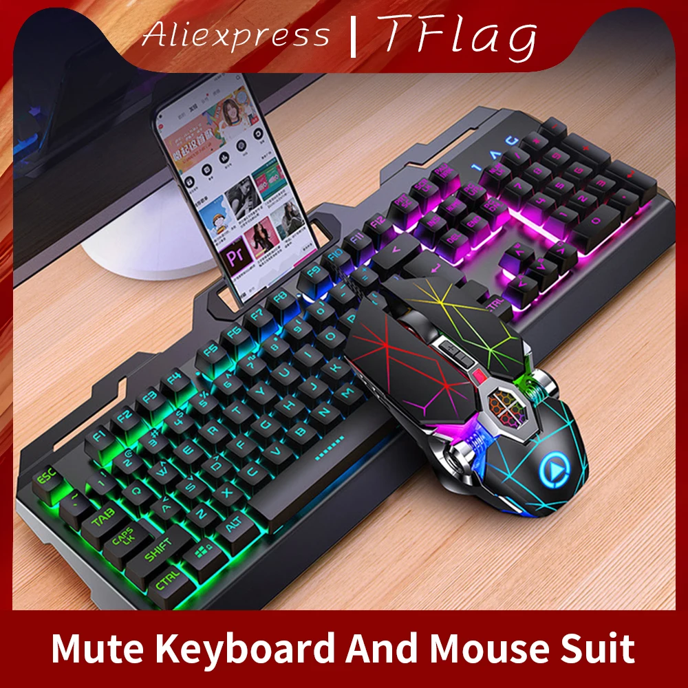 Keyboard and Mouse Kit Set Wired RGB 104 Keys Caps Mechanical Feel Gaming  Keyboard and Mouse Combo PC Gamer Set Up Game Laptop - AliExpress