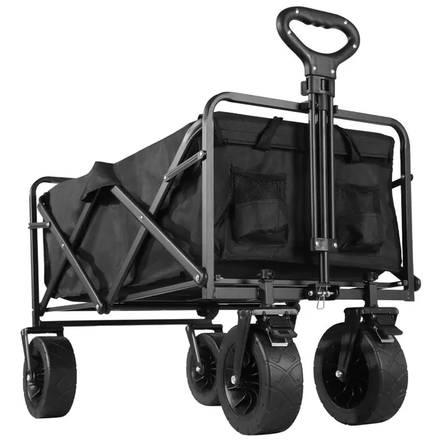 Collapsible Folding Utility Beach Cart Wagon Heavy Duty Large Capacity Fold Wagon Ourdoor Trolley Portable Garden Camping Cart 1