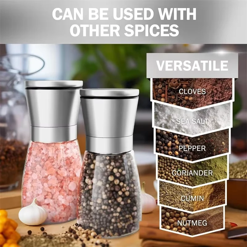 Salt Pepper Grinder Manual Stainless Steel and Shakers Kitchen Mills Accessories