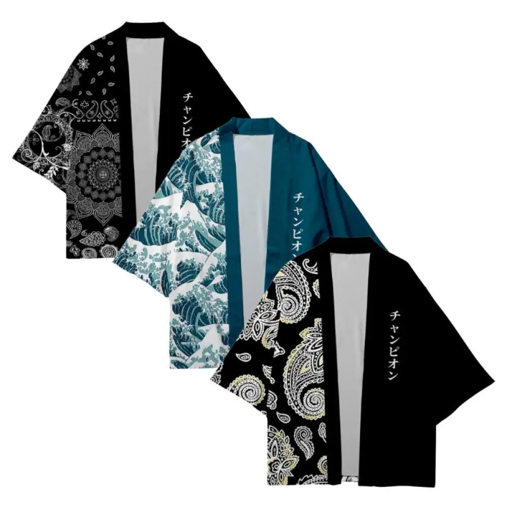 Japanese Kimono Shirt Japanese Kimono Cardigan Summer Vintage Paisley Floral Print Men Women Casual Harajuku