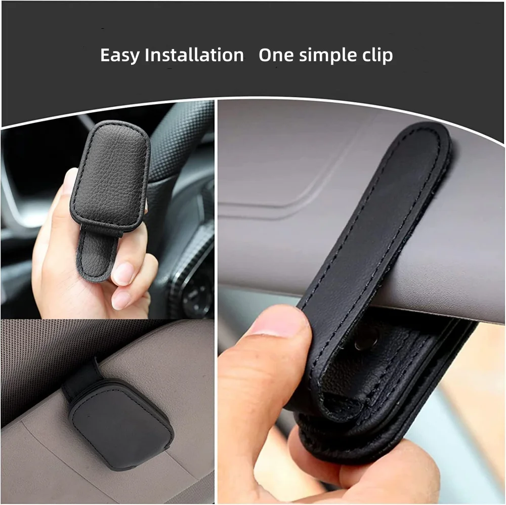 Leather Magnetic Sunglasses Holder and Card Organizer