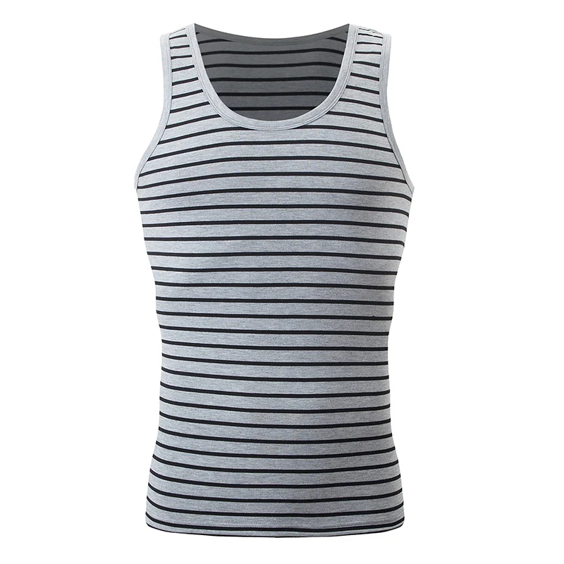 Men's Classic Joker Striped Vest Teenagers Slim And Comfortable Running Fitness Shirt Sports Joker Striped Sleeveless T 3-Pcs