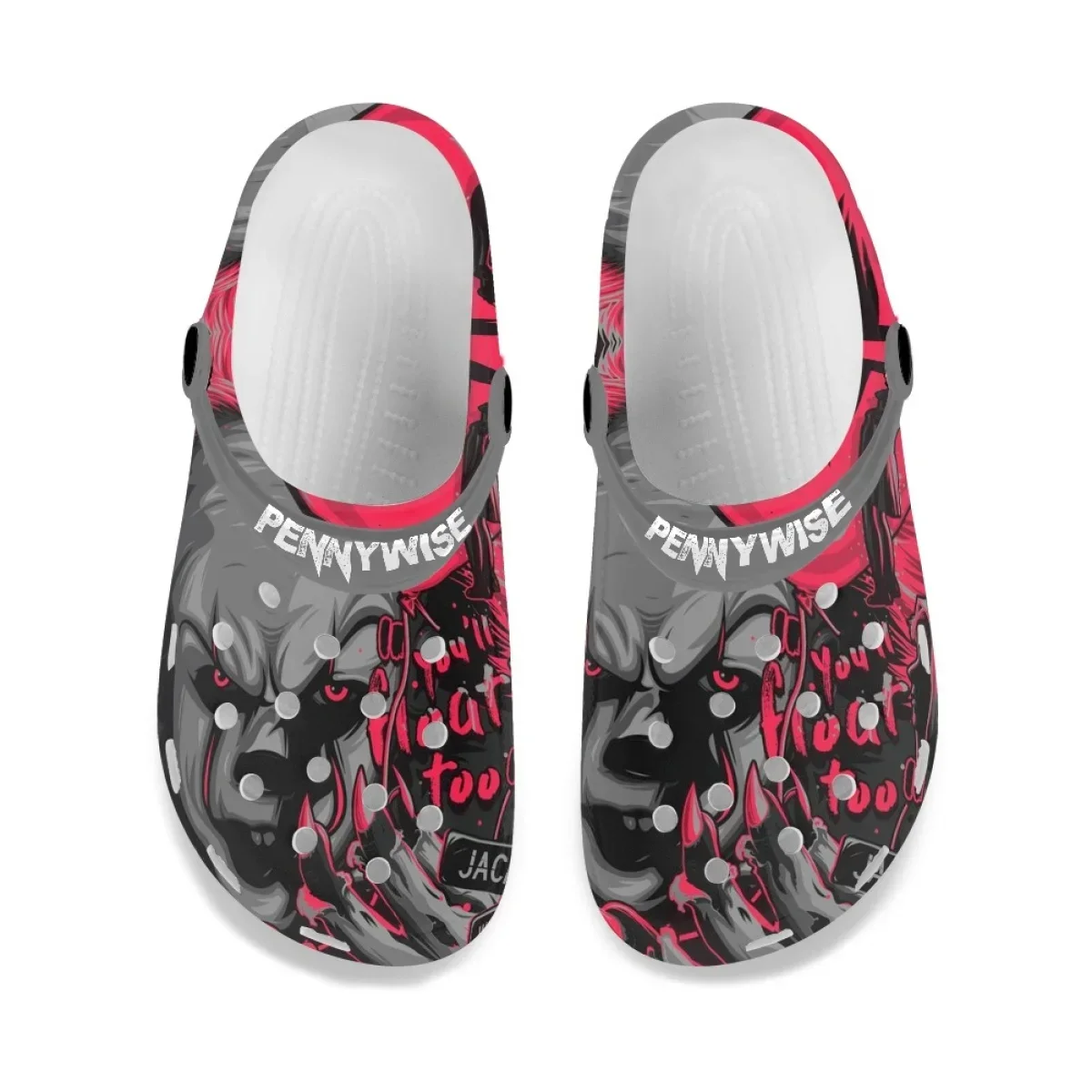 Pennywise Horror Movie Design Clogs Wear Increased Non-slip High-heeled Shoes Hole Shoes Beach Sandals Home Slippers Sandalias