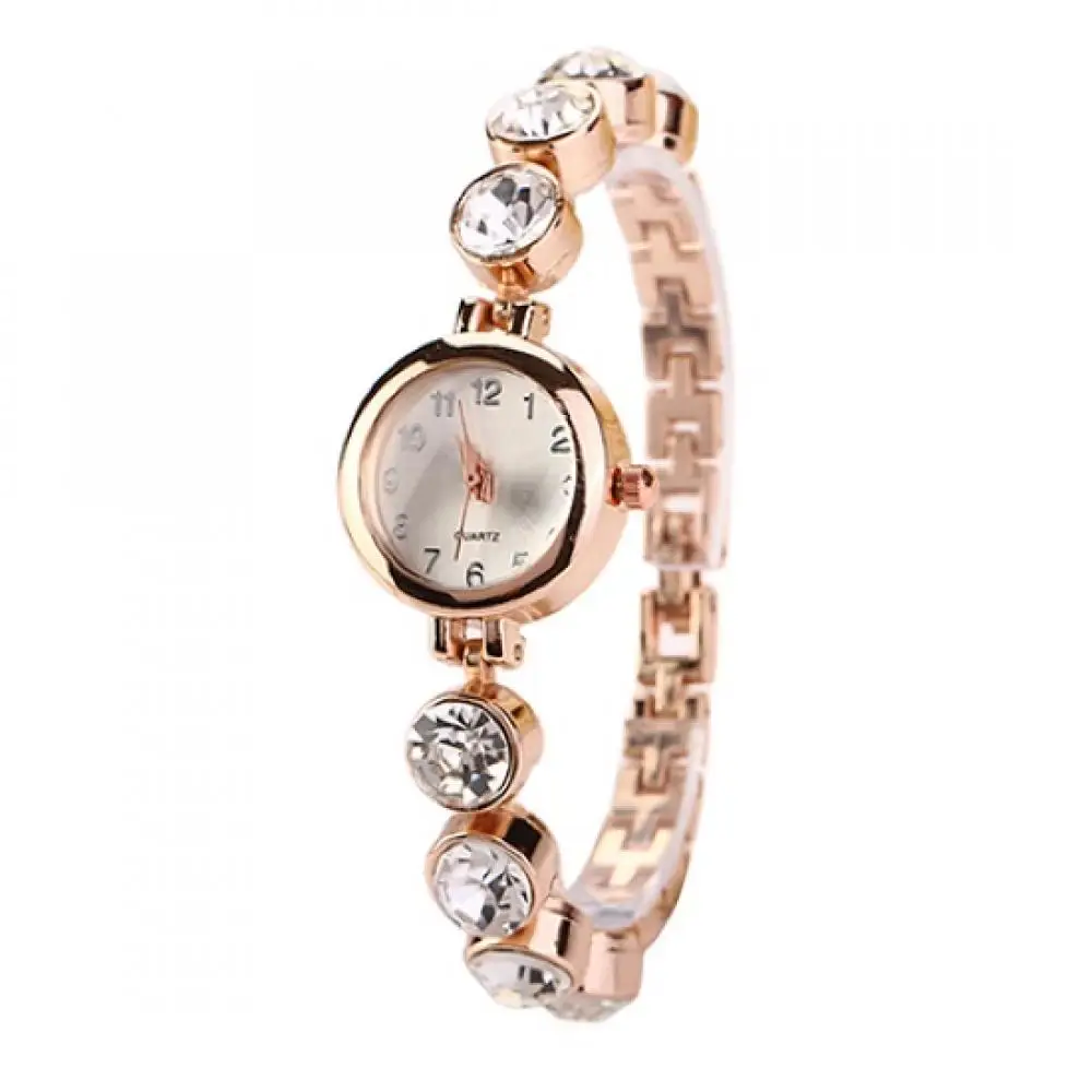 

Luxury Women Watch Women's Golden Alloy Analog Quartz Rhinestones Casual Bracelet Wrist Watch Ladies Watch