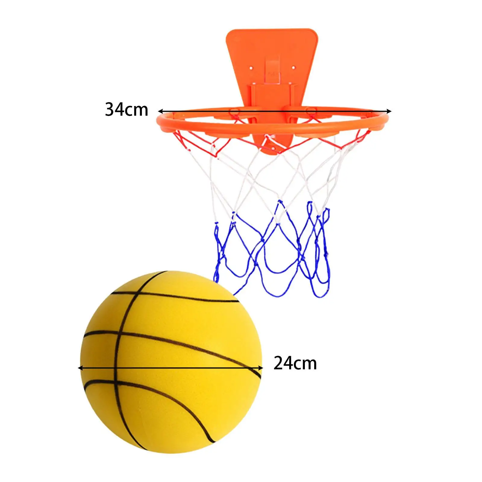Silent Basketball with Hoop Low Noise High Density Foam Ball Silent Ball Toy
