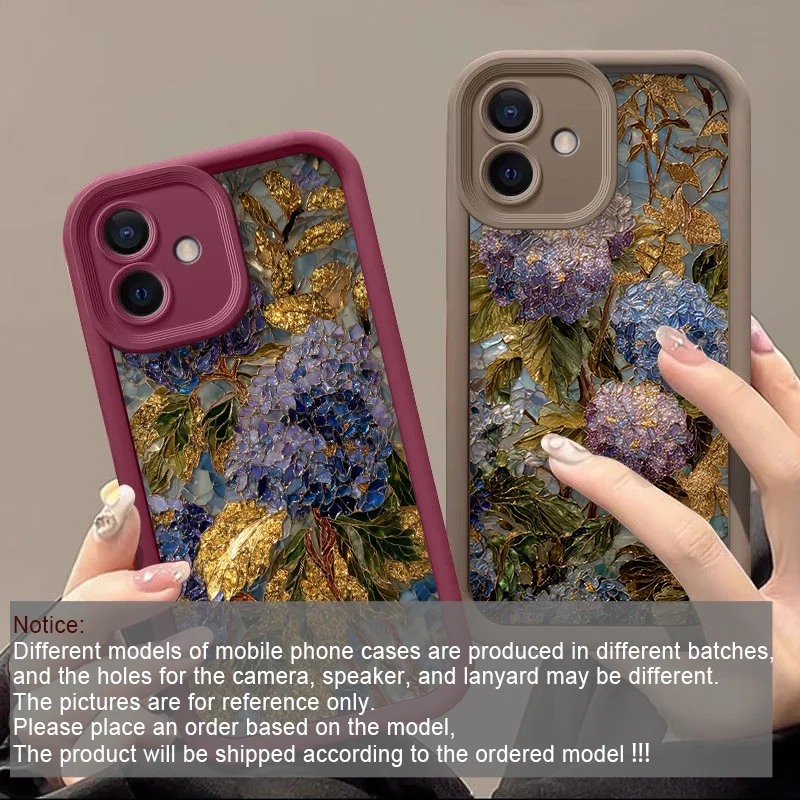 Creative Blue Hydrangea Floral Soft Phone Case Cover