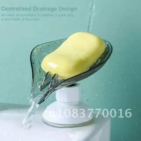 

Soap Box Drain Soap Holder Rack Suction Cup Rotatable Multifunction Kitchen Bathroom Supplies Gadgets Leaf Shape Punch-Free