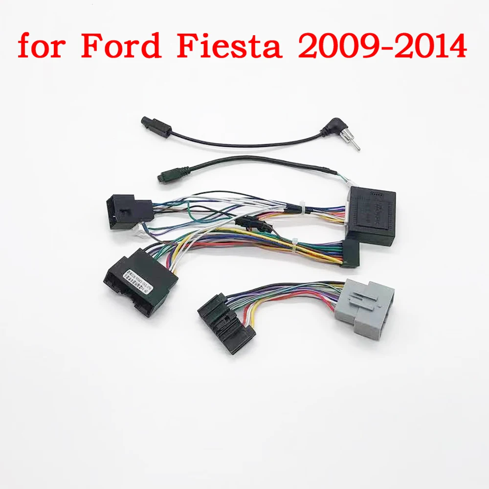 wqlsk Car Audio Radio DVD Android 16PIN Power Cable Adapter With Canbus Box For Ford Fiesta 2009-2014 Power Wiring Harness