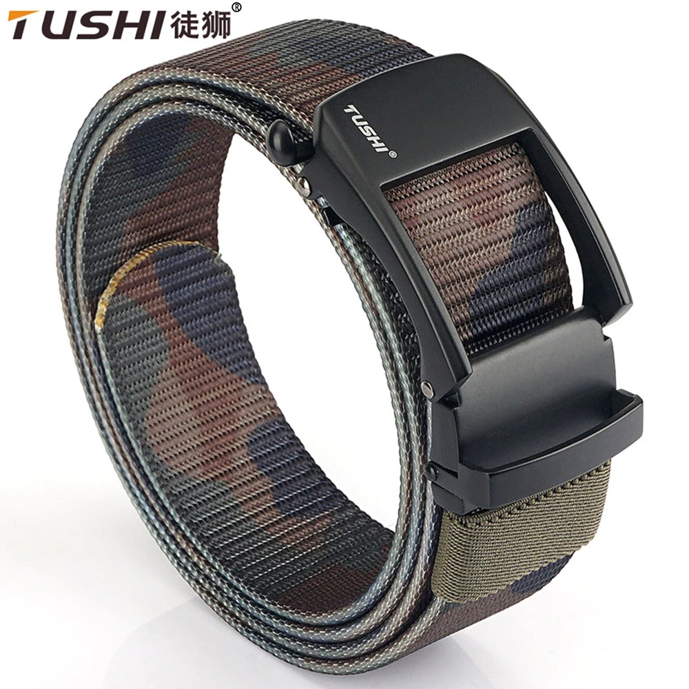 TUSHI Tactical Belt Military Nylon Waist Outdoor Belt Survival Accessories Quick Release Magnetic Buckle Belt for Men Army Black