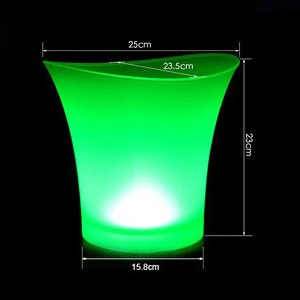 1Pc 5L Ice Bucket with LED Colorful KTV Bars Wine Champagne Beer Cooler Barware Waterproof PP Whiskey Ice Bucket Bar Accessories ice bucket