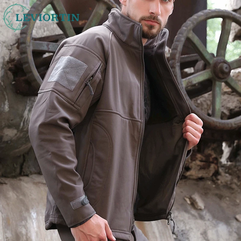 Tactical Jacket for Men Outdoor Military Shark Skin Soft Shell Combat Windbreaker Coats Waterproof Bomber Cargo Fleece Jackets
