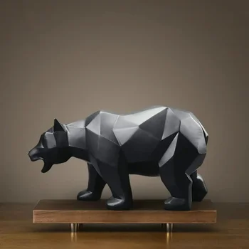 Statue d'ours en résine pour la décoration de la maison, sculpture géométrique, ornement d'animal, accessoires nordiques, artisanat moderne 1