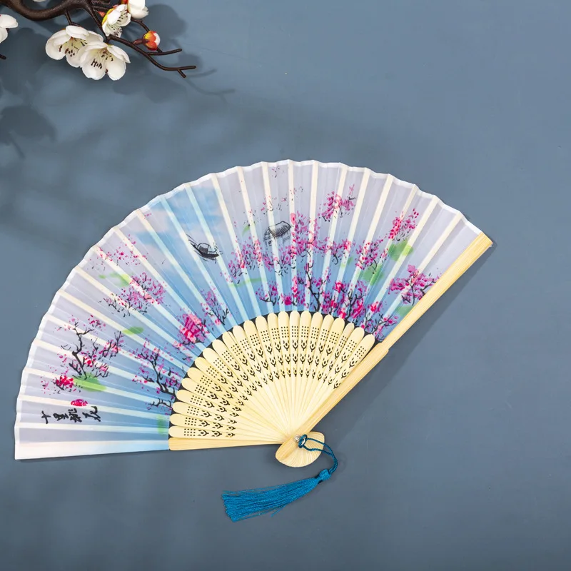 Foldable Silk Hand Fan - Bamboo Halloween Cosplay Prop  Party Decoration