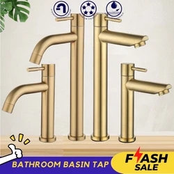 SUS304 Stainless Steel Faucet Basin Single Cold Tap Brushed Gold Toilet Sink Tap Bathroom Accessories Grifos De Baño