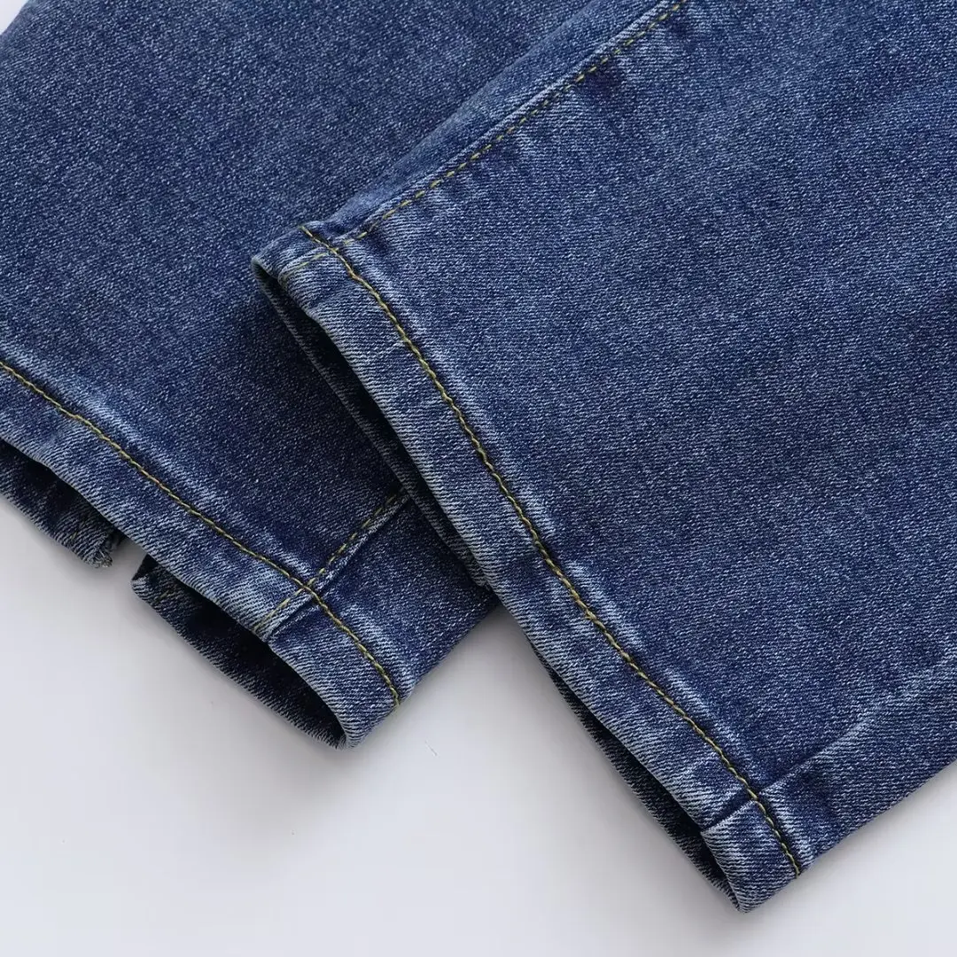 2023 Autumn Clothes Women Plus Size Jeans Stylish Back Foot Slit Bear Decoration Stretch Harem Pants Casual Bottoms