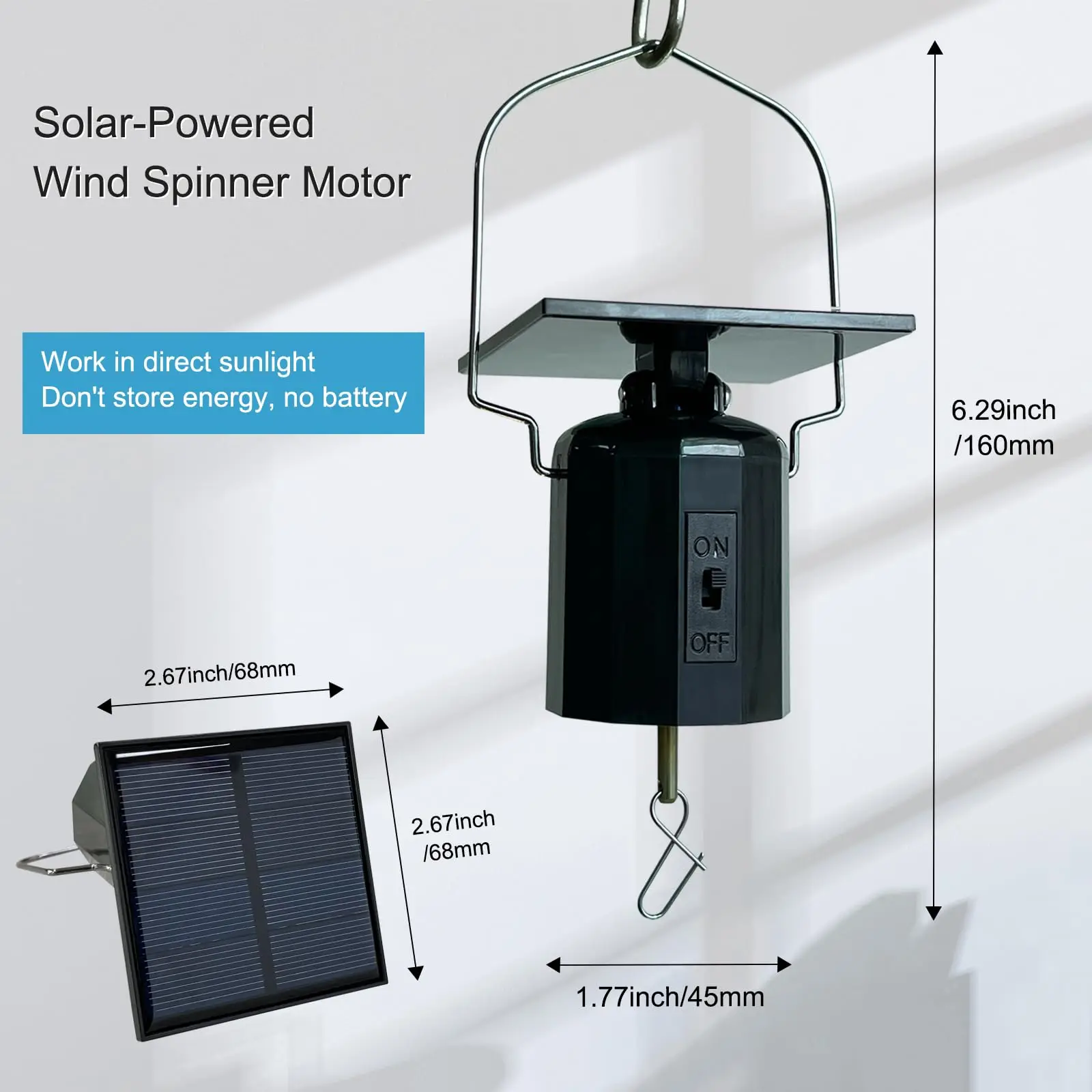 Solar Wind Spinner Solar Motor Hook Wind Chime Ornament Rotating Outdoor Decor solar wind spinner