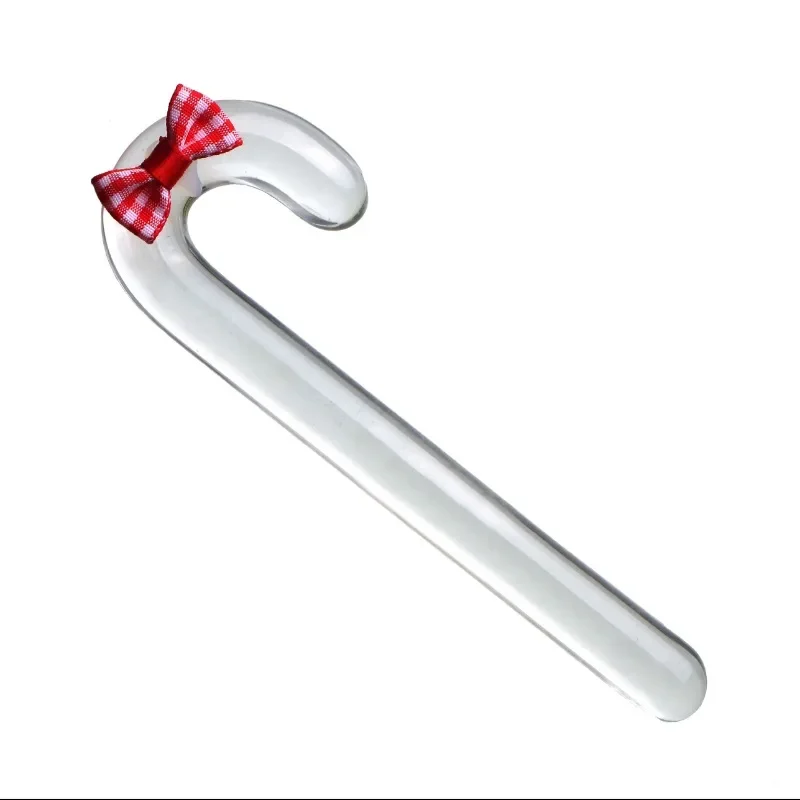 Glass Anal Butt Plug Christmas Gift G-spot Anal Masturbating Clear Sleek Candy Cane Dildo Christmas Decorations Ass Erotic Toys