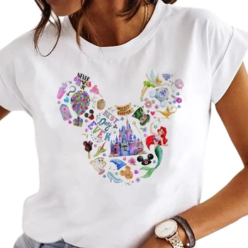 Disney Mickey Mouse Minnie Printed T Shirt Harajuku Snacks Ladies T-Shirt Summer Streetwear Tshirt Female Tops Men Clothing Gift 1