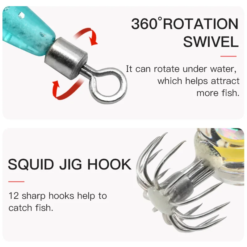 LED Luminous Squid Fishing Hook Professional ishing Accessories