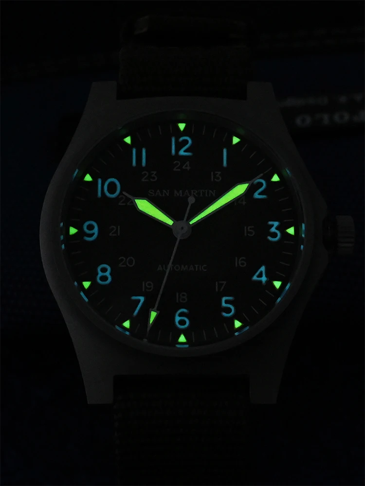San Martin 38mm NH35 Field Automatic Watches For Men Wrist Watch Clock Mechanical Simple Pilot Waterproof 10ATM Montre SN0137 - Image 6
