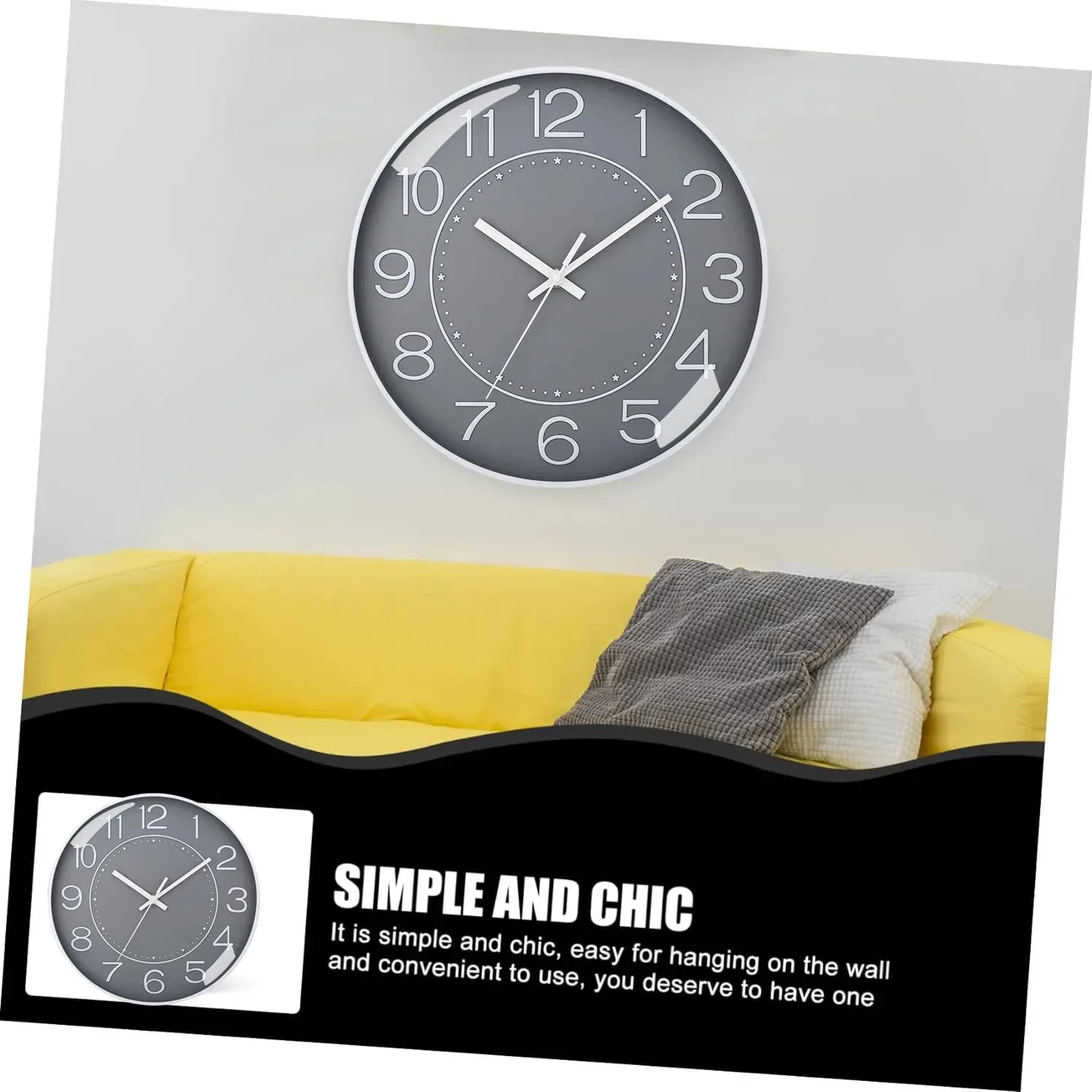 Description Picture 2 of item8 inch Simple Style Wall Clock Living Room Home Decor Digital Clocks Modern Design Swinging Pendulum Bedroom Ornament Office