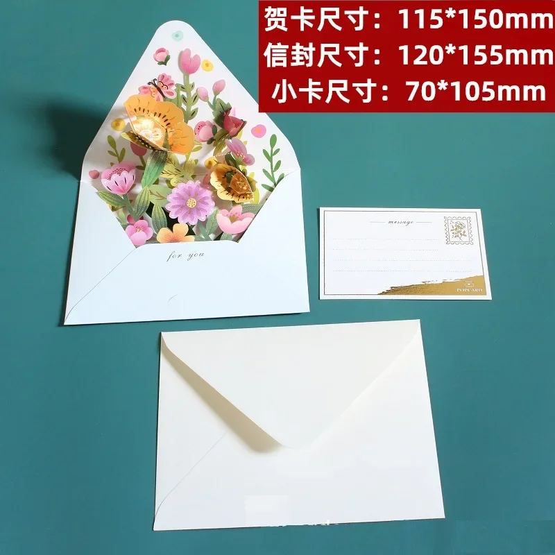Greeting Cards 3D Greeting Cards Romantic Flower Pop Up Card with Envelope Creative Laser Cut Post Card for Birthday Party Wedding Decoration