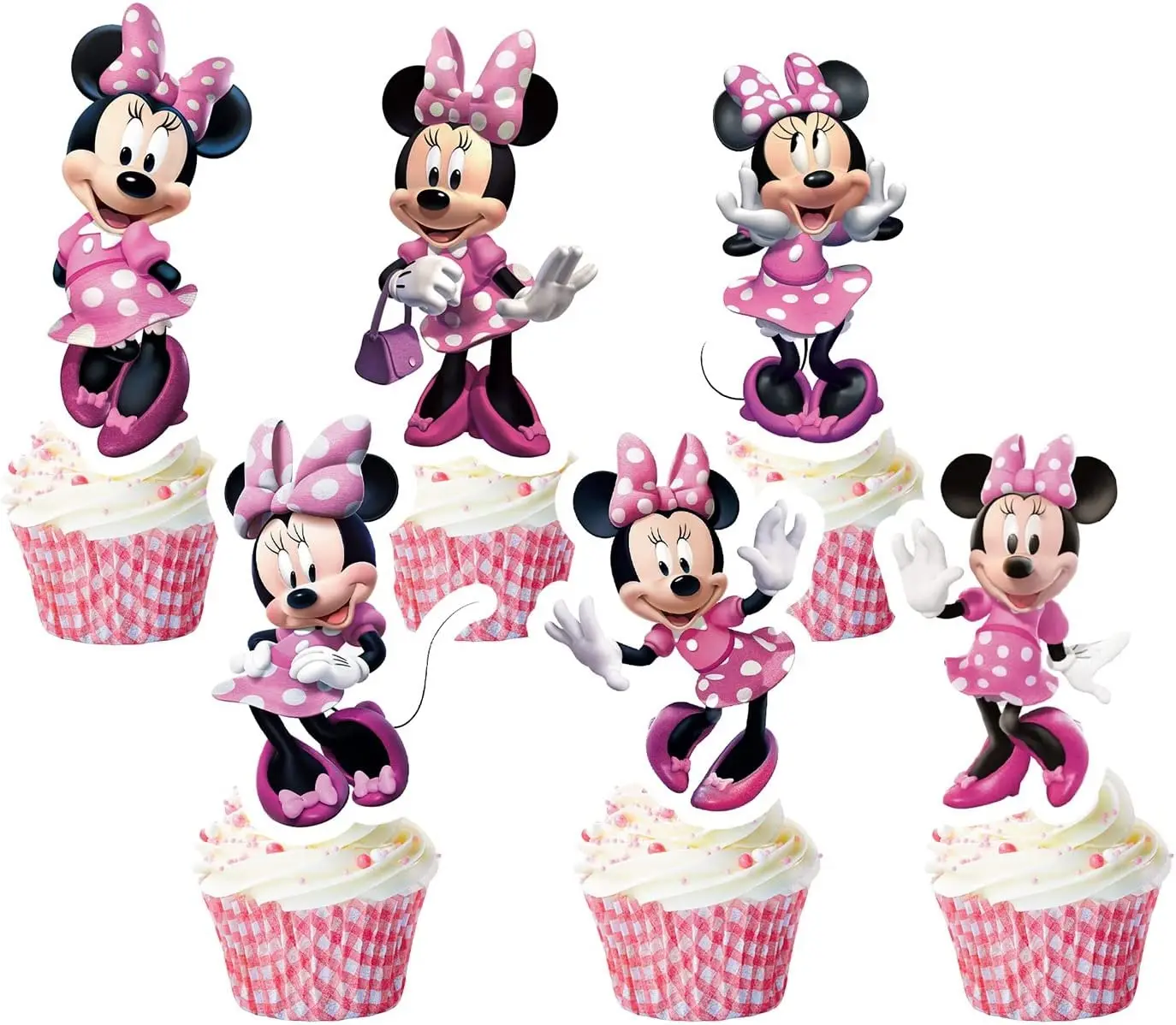 Disney24pcsPinkMinnieMouseCakeToppersBirthdayPartyMouse