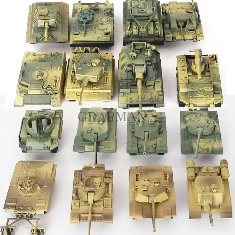 Tank Model Building Kits 1/72 Plastic Assembled Tank Model Kit WWII Military Model Puzzles 24 Styles Tanks Sand Table Tanks Toys for Boys