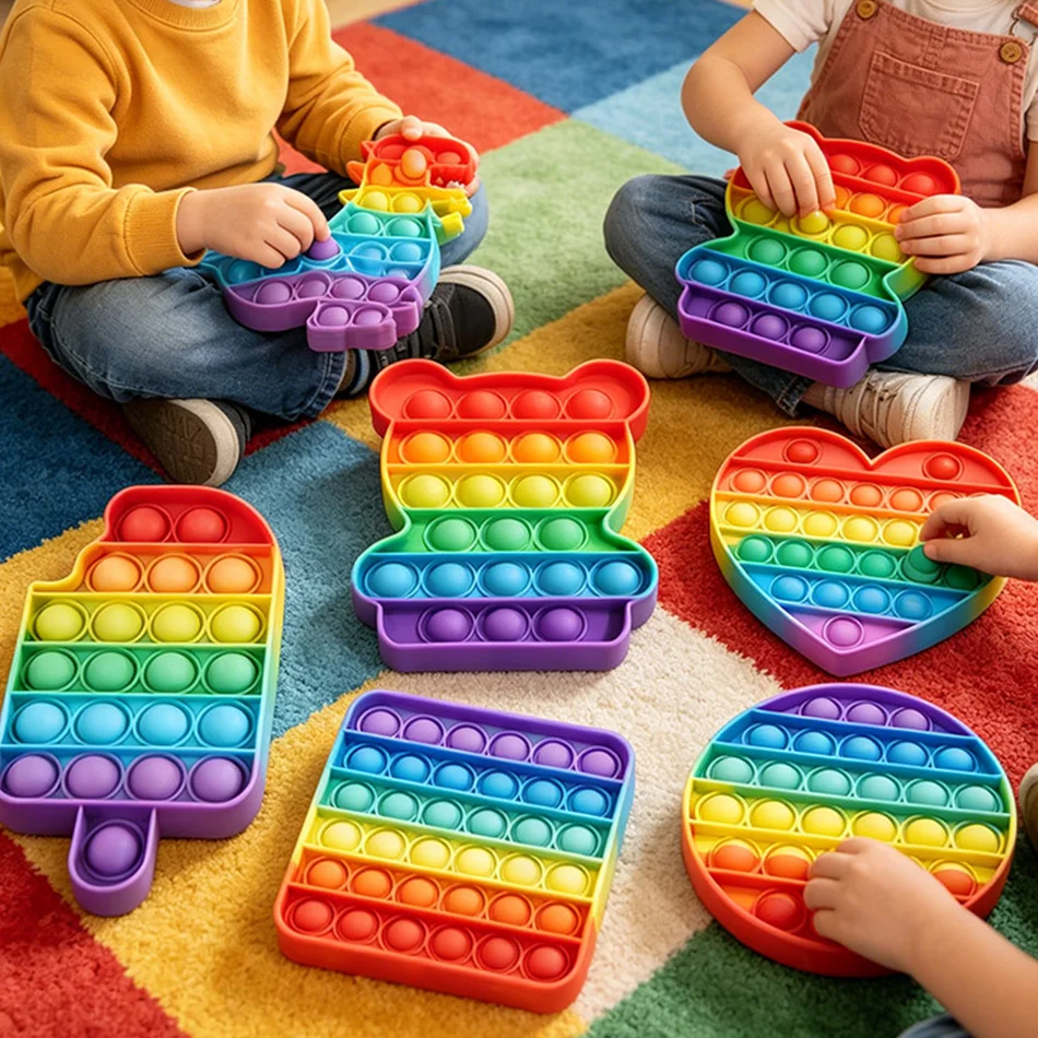Rainbow Silicone Pop It Fidget Toy - Stress Relief Sensory Toy