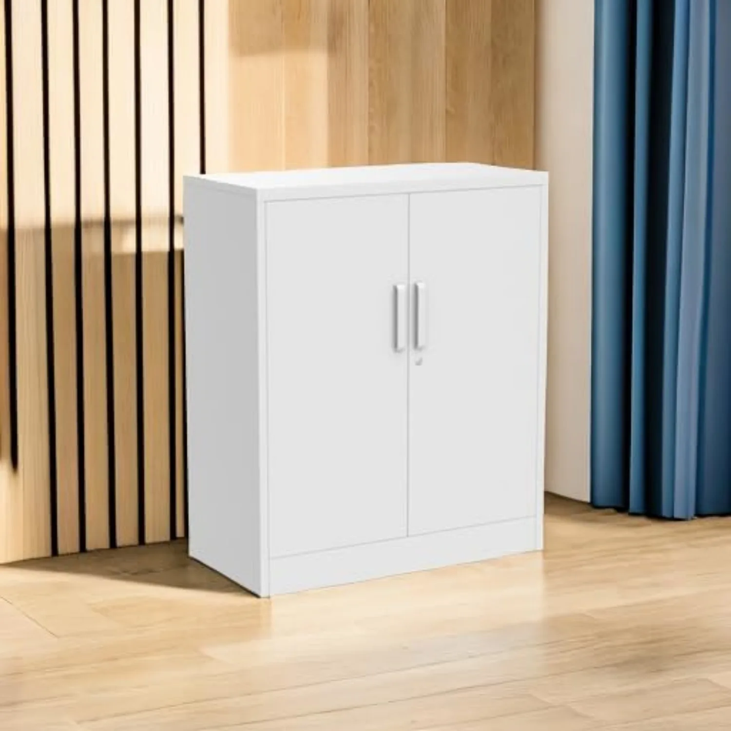 Metal Garage Storage Cabinet with 2 Doors and 2 Adjustable Shelves - 35.5" Steel Lockable File Cabinet,Locking Counter Cabinet 6