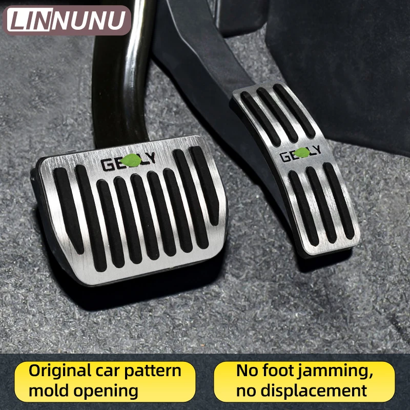 LINNUNU Car Brake Accelerator Fuel Pedal aluminium alloy gas brake pedal plate cover fit for Geely Altas II Boyue L STARRAY