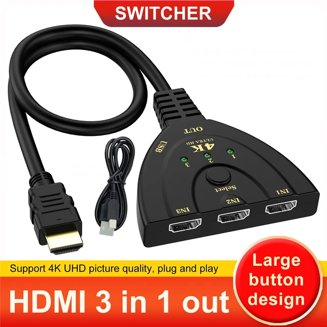 Ps4,ps5, xbox,TVボックス,モニタープロ用の3ポートhdmiスイッチ,USB 