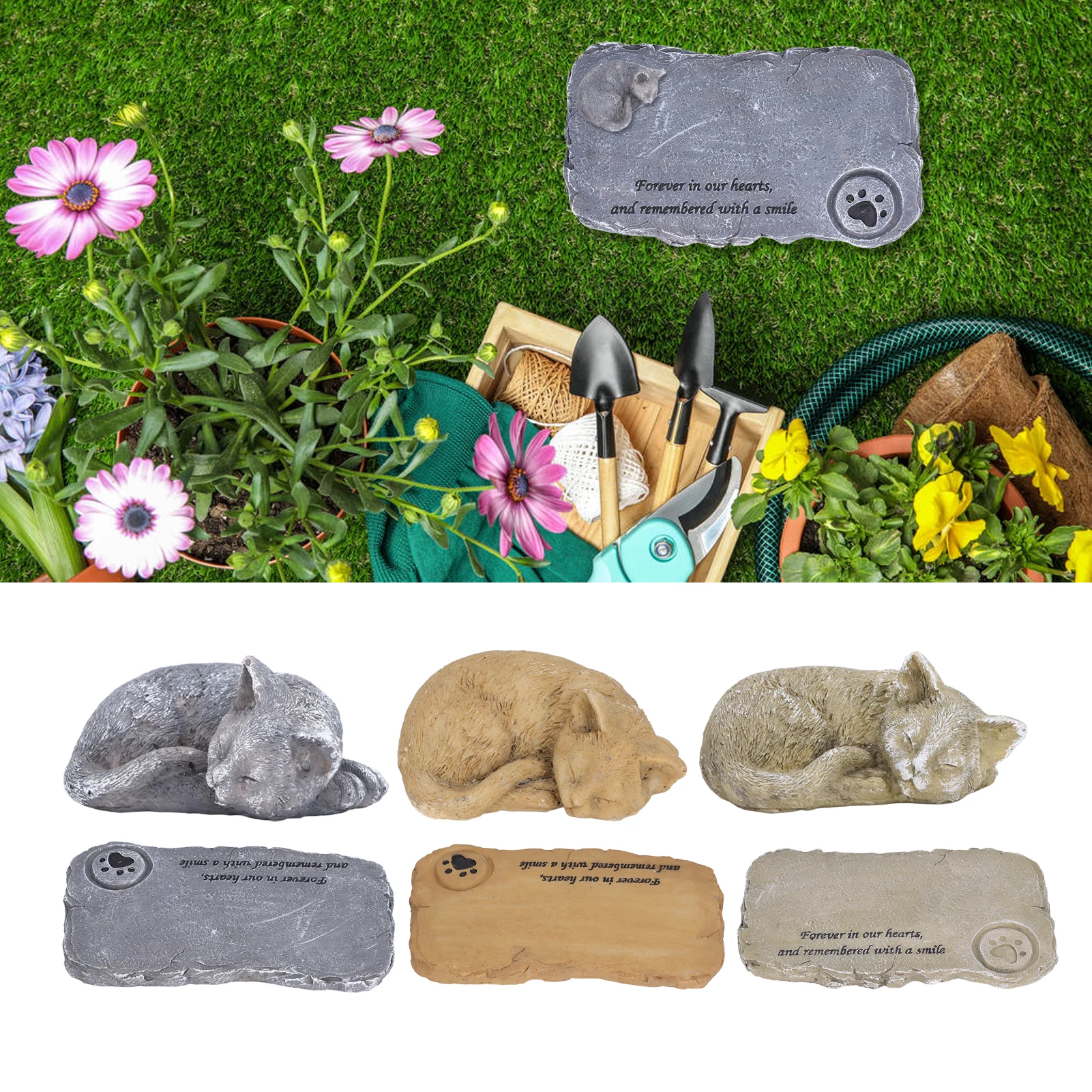 Pet Gravestone Weatherproof Resin Pet Memorial Garden Stone for Garden Outdoor Yard with pet memorial stones