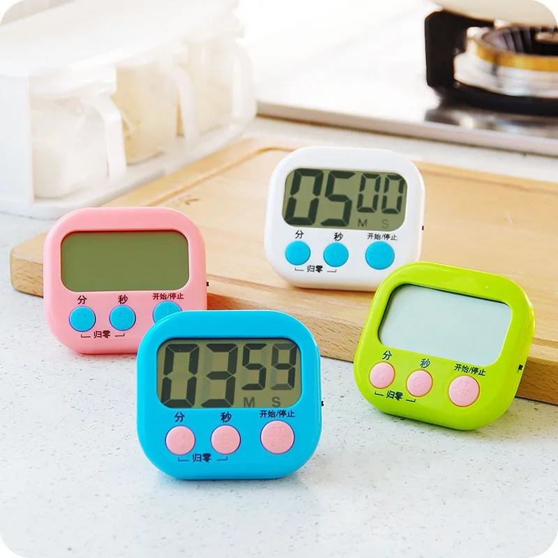 Kitchen LED Counter Display Alarm Clock Manual Electronic Digital Timer Kitchen Cooking Shower Learning Chronograph digital timer