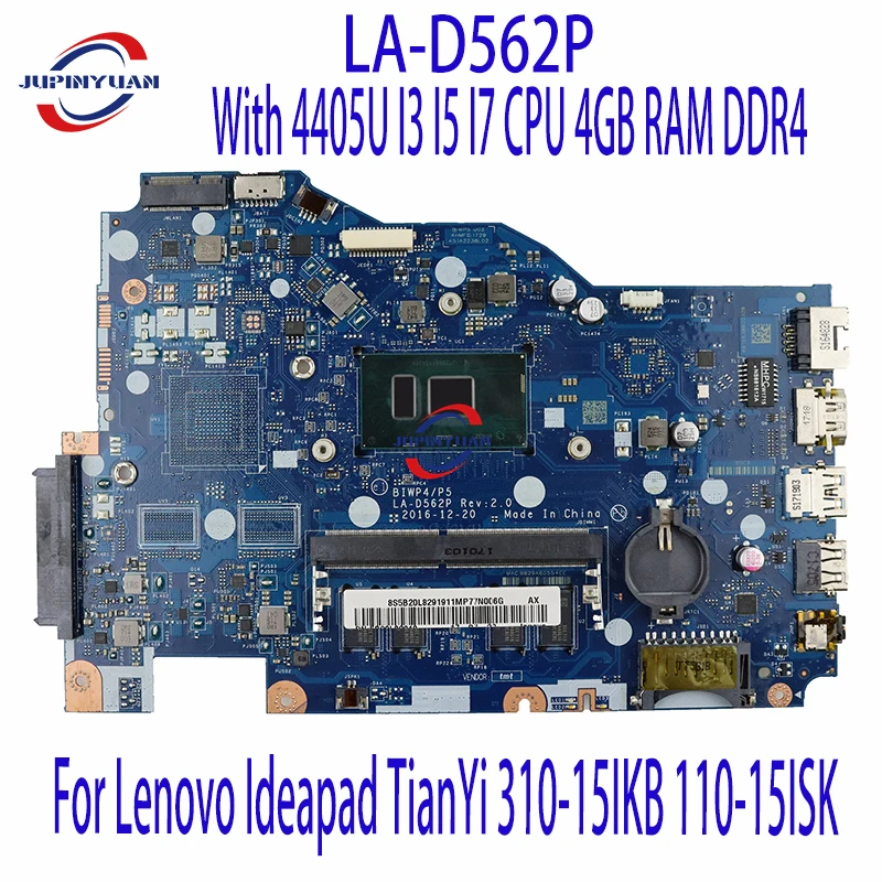 

LA-D562P материнская плата для Lenovo Ideapad TianYi 310-15IKB 110-15ISK материнская плата для ноутбука с процессором 4405U I3 I5 I7 4 Гб ОЗУ DDR4