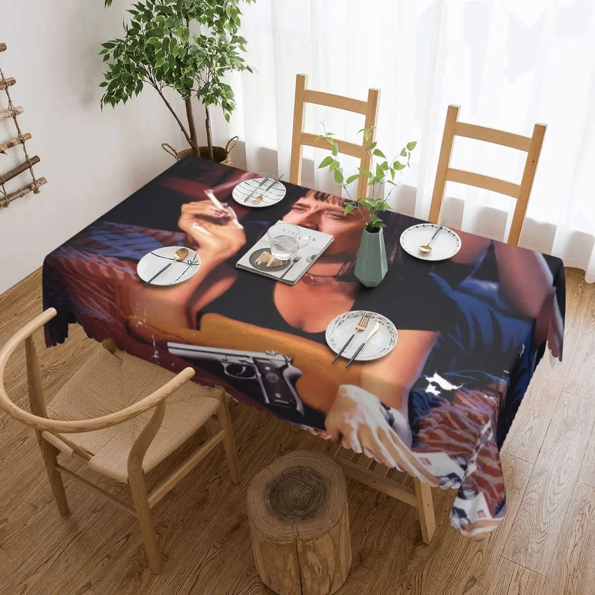 

Rectangular Fitted Nicolas Cage Pulp Fiction Meme Table Cloth Oilproof Tablecloth Outdoor 40"-44" Table Cover